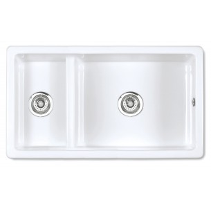 Shaws Bradshaw Kitchen Sink 1.75 Ceramic White Deep Bowls SCBR900WH 2