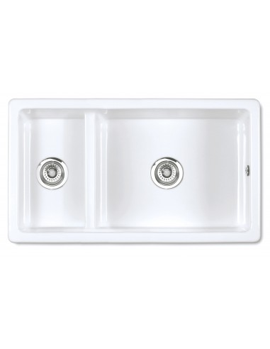 Shaws Bradshaw Kitchen Sink 1.75 Ceramic White Deep Bowls SCBR900WH