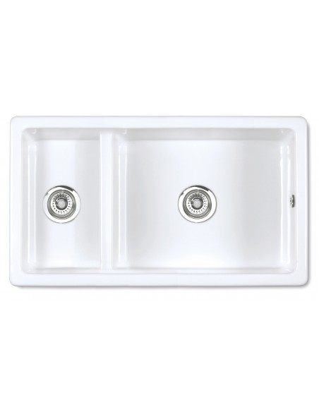 Shaws Bradshaw Kitchen Sink 1.75 Ceramic White Deep Bowls SCBR900WH