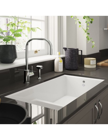 Shaws Bradshaw Kitchen Sink 1.75 Ceramic White Deep Bowls SCBR900WH