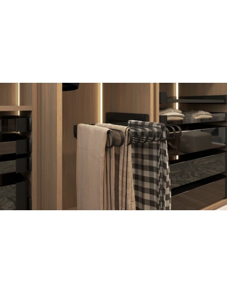 Kessebohmer Conero Pull-Out Trouser Rack Side Mount Black Clothes Rail KWSMPOHA