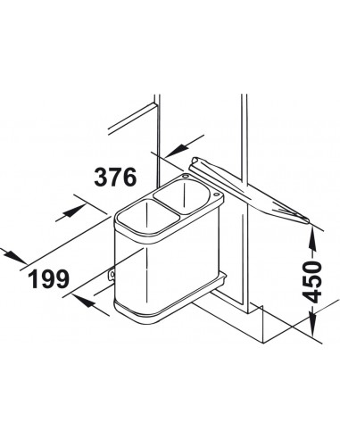 Hailo Uno Waste Bin 18L Side Mount Stainless Steel 450mm Auto Open Lid 50262014