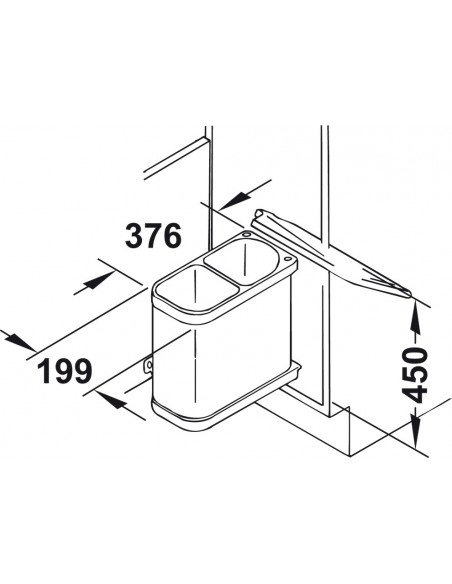 Hailo Uno Waste Bin 18L Side Mount Stainless Steel 450mm Auto Open Lid 50262014