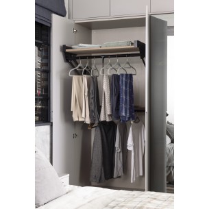 Kessebohmer Conero Wardrobe Top-Lift + Shelf 700/800mm Black / Oak KWPDSH800OAK