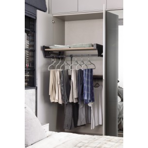Kessebohmer Conero Wardrobe Top-Lift + Shelf 700/800mm Black / Oak KWPDSH800OAK 2