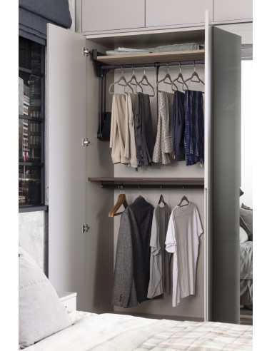 Kessebohmer Conero Wardrobe Top-Lift + Shelf 900/1000mm Black / Oak KWPDSH1000OAK