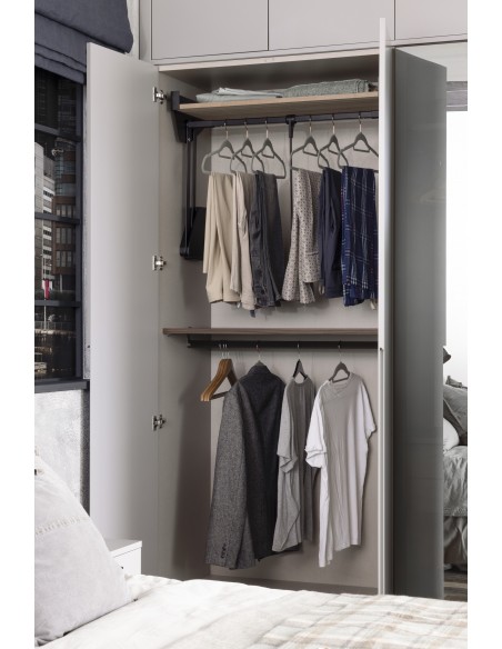 Kessebohmer Conero Wardrobe Top-Lift + Shelf 900/1000mm Black / Oak KWPDSH1000OAK