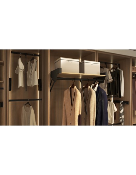 Kessebohmer Conero Wardrobe Top-Lift + Shelf 900/1000mm Black / Oak