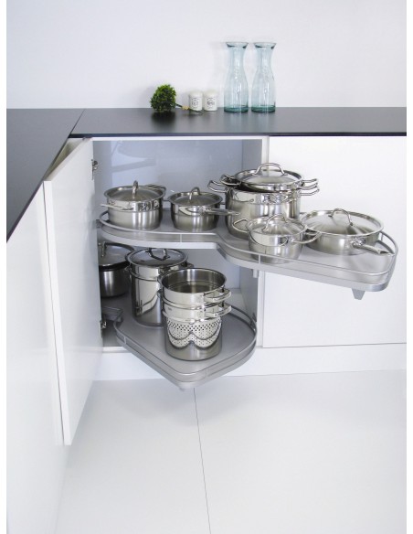 400mm Kessebohmer LeMans Corner Kitchen Carousel Grey Silver Arena KLM400SILV Right Hand