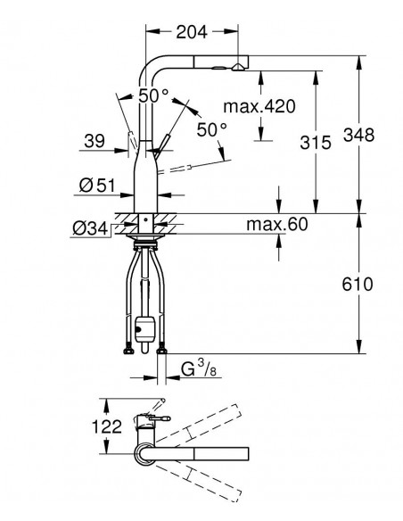 Grohe Essence Cool sunrise spray kitchen tap 30270GLO