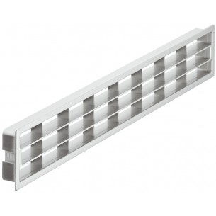 Kitchen plinth vent, worktops or fir units for integrated appliances. 458 x 65mm Matt Silver
