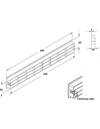White vent for kitchen plinths, worktops or kitchen units, 200 Cm2 Airflow