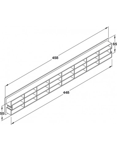 Kitchen plinth vent, worktops or fir units for integrated appliances. 458 x 65mm Matt Silver