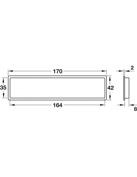 Ventilation Grille Chrome 170 x 42mm Recess Mounting Plinths  / Units 57154220