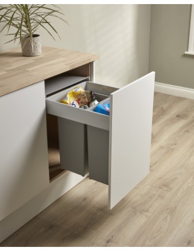 500mm Wesco Pullboy Z Waste Bin Blumotion Runners 58L Double Door Fix 827518-85