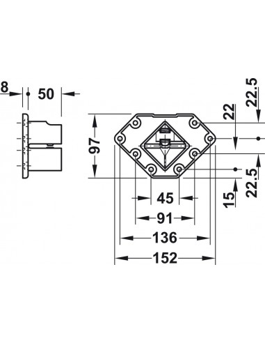705mm Square Support Leg Breakfast Table Stainless steel 100Kg +25mm 63559006