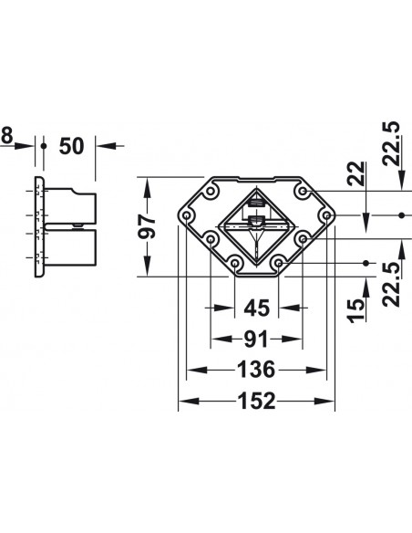 705mm Square Support Leg Breakfast Table Stainless steel 100Kg +25mm 63559006