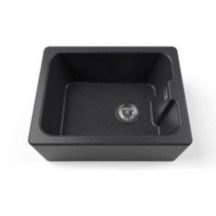 600mm Maya Black Granite Belfast Kitchen Sink FREE Waste 1810 Classic MU/595/BEL/BL/1001