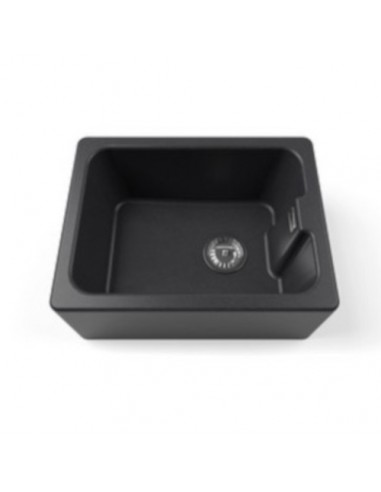 600mm Maya Black Granite Belfast Kitchen Sink FREE Waste 1810 Classic MU/595/BEL/BL/1001