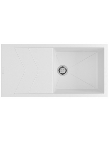 Clearwater RIO Polar Granite White D100L Kitchen Sink Chrome Waste RIOD100LPO