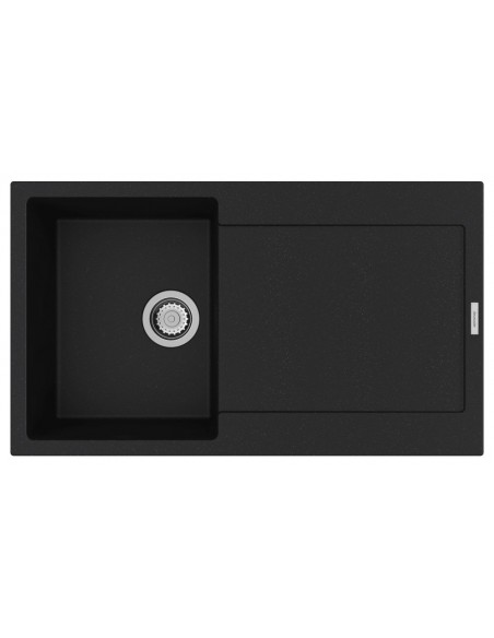 Clearwater Carina D100S Onyx Black Granite Kitchen Sink & Waste CARD100SON