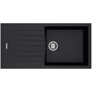 Tivoli D100L Single Bowl Kitchen sink Onyx black with draining board. Waste kit included 2