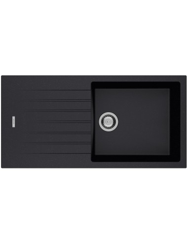 Tivoli D100L Single Bowl Kitchen sink Onyx black with draining board. Waste kit included TIVD100LON