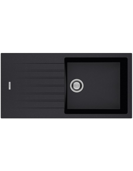 Tivoli D100L Single Bowl Kitchen sink Onyx black with draining board. Waste kit included TIVD100LON