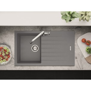 Clearwater Tivoli D100S Croma Grey Granite Kitchen Sink & Waste TIVD100SCR