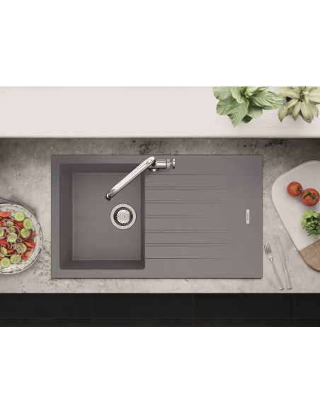 Clearwater Tivoli D100S Croma Grey Granite Kitchen Sink & Waste TIVD100SCR