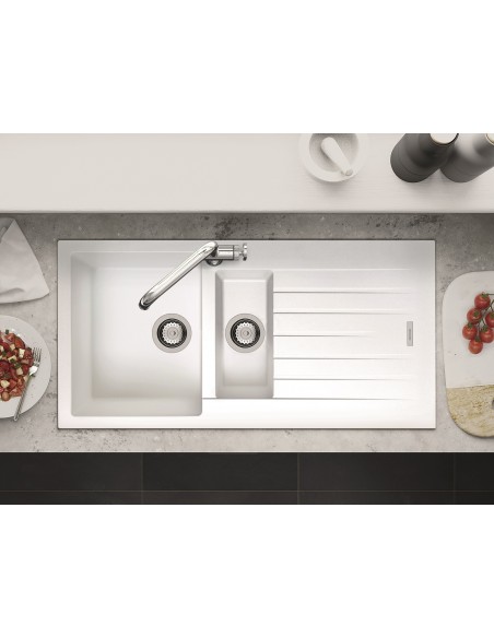 Clearwater Tivoli D150 Polar White Granite Kitchen Sink & Waste TIVD150PO