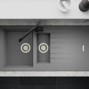 Clearwater Tivoli D150 Concrete Quarsil Granite Kitchen Sink & Waste TIVD150CN