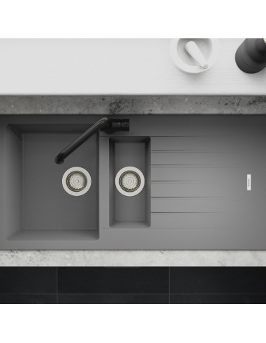 Clearwater Tivoli D150 Concrete Quarsil Granite Kitchen Sink & Waste TIVD150CN