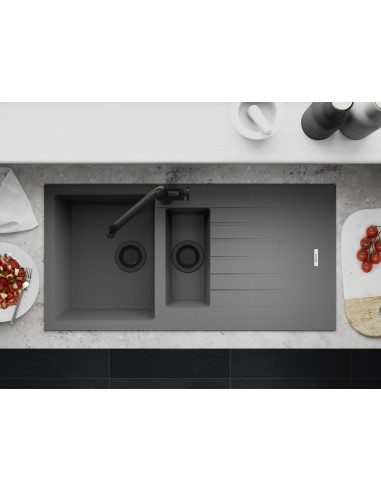 Clearwater Tivoli D150 Concrete Quarsil Granite Kitchen Sink & Waste TIVD150CN