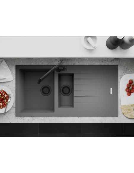 Clearwater Tivoli D150 Concrete Quarsil Granite Kitchen Sink & Waste TIVD150CN