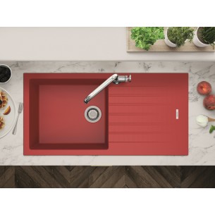 Clearwater Tivoli Granite Quarsil Kitchen Sink 1.0 Poppy Red & Waste TIVD100LPP