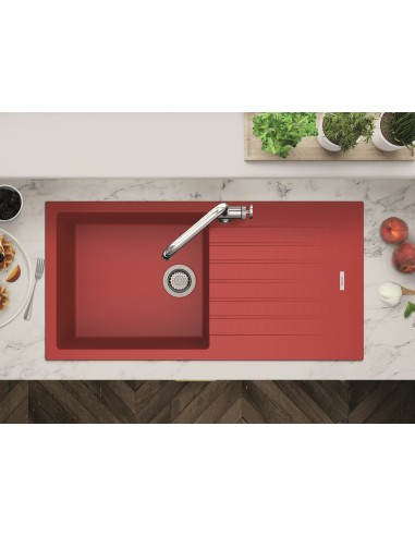 Clearwater Tivoli Granite Quarsil Kitchen Sink 1.0 Poppy Red & Waste TIVD100LPP