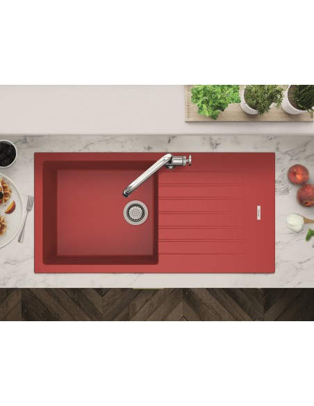Clearwater Tivoli Granite Quarsil Kitchen Sink 1.0 Poppy Red & Waste TIVD100LPP