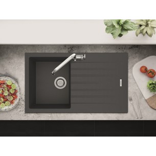 Clearwater Tivoli Basalt Granite Quarsil Kitchen Sink 1.0 & Waste Kit TIVD100SBA