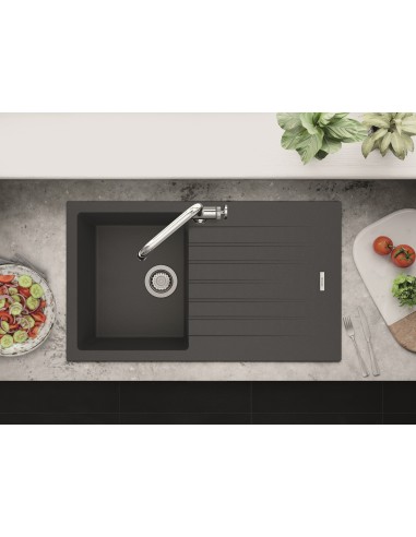 Clearwater Tivoli Basalt Granite Quarsil Kitchen Sink 1.0 & Waste Kit TIVD100SBA