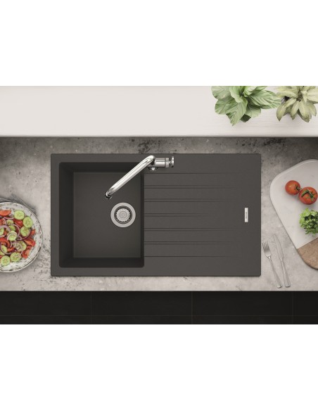 Clearwater Tivoli Basalt Granite Quarsil Kitchen Sink 1.0 & Waste Kit TIVD100SBA
