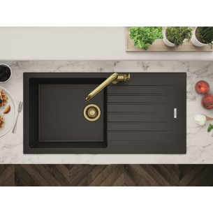 Clearwater Tivoli Kitchen Sink 1.0 Basalt & Waste Kit Quarsil Granite TIVD100LBA 2