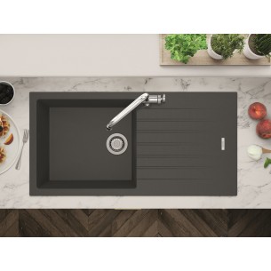 Clearwater Tivoli Kitchen Sink 1.0 Basalt & Waste Kit Quarsil Granite TIVD100LBA