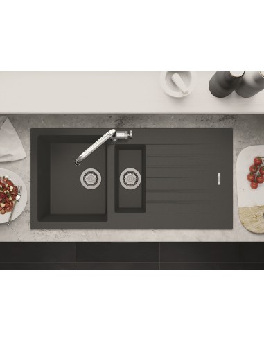 Clearwater Tivoli Granite Basalt Kitchen Sink 1.5 Bowl & Waste Kit TIVD150BA