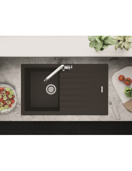 Clearwater Tivoli Granite Mocha Kitchen Sink 1.0 Quarsil + Waste Kit TIVD100SMC
