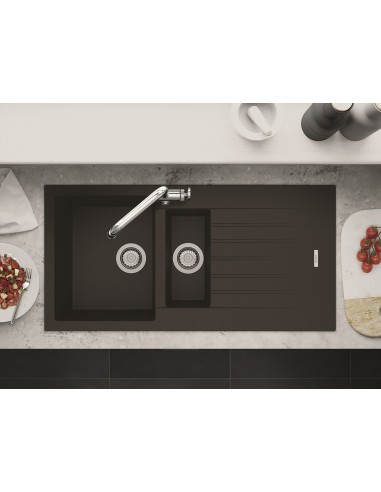 Clearwater Tivoli Mocha Granite Kitchen Sink 1.5 Bowl & Waste Kit TIVD150MC