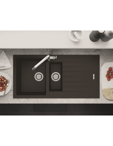 Clearwater Tivoli Mocha Granite Kitchen Sink 1.5 Bowl & Waste Kit TIVD150MC