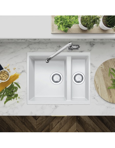 Clearwater Siena N150 Polar White Granite Kitchen Sink Waste & Plumb SIEN150PO