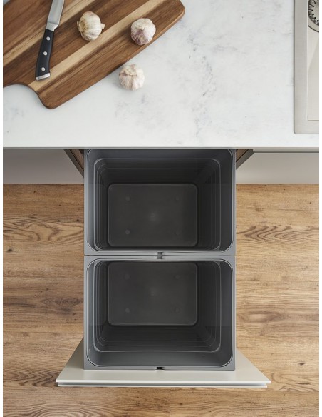 400mm ECO-Base TIP-ON Waste Bin Blum Legrabox Drawer 64L Black ECO64BTIP