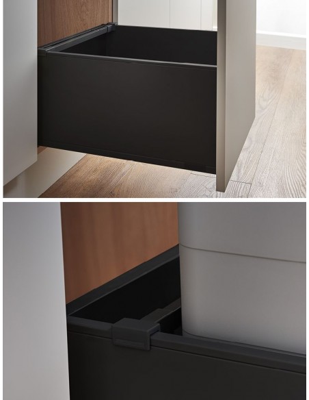 400mm ECO-Base TIP-ON Waste Bin Blum Legrabox Drawer 64L Black ECO64BTIP